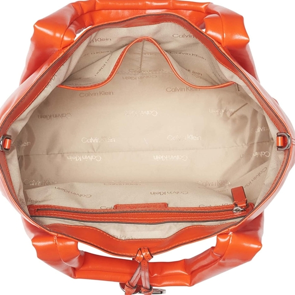 Calvien Klein Tote Beautiful Orange Fall Tote CK Tote Shoulder Hobo - Picture 12 of 16